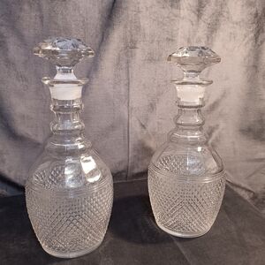 Vintage Cambridge Mt. Vernon Elegant Crystal Glass Decanters - Set of 2